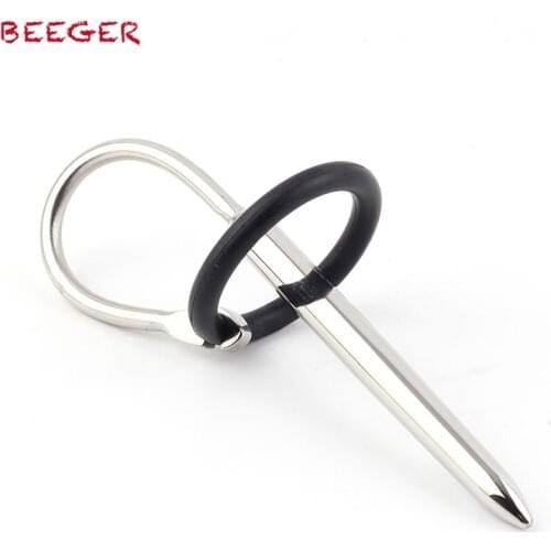 BEEGER Slingshot Penis Plug and Two Interchangeable Rubber Glans Ring
