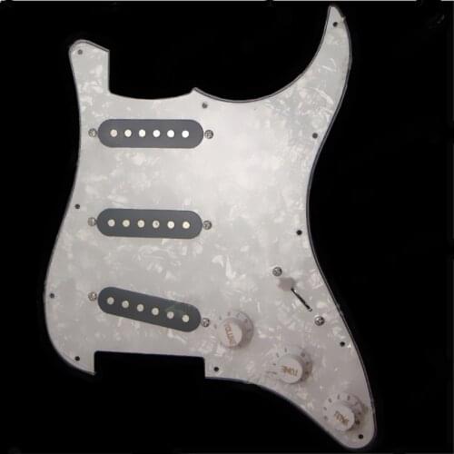 White Pearl Loaded Prewired Pickguard scratchplate Circuit Assembly Electric Guitar with SSS BlacK pickup Guitar Accessories