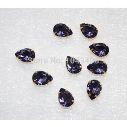 Free shippmen!sew on beads K9 A TOP Quality 13x18mm 36PCS/lot tanzanite teardrop Pointback Facny Stone with claw setting