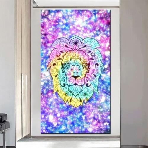 Large Diamond painting Animal Lion mosaic Diamond Fantasy Colorful Art Picture Square round 5d Lion diamond Embroidery YG2576