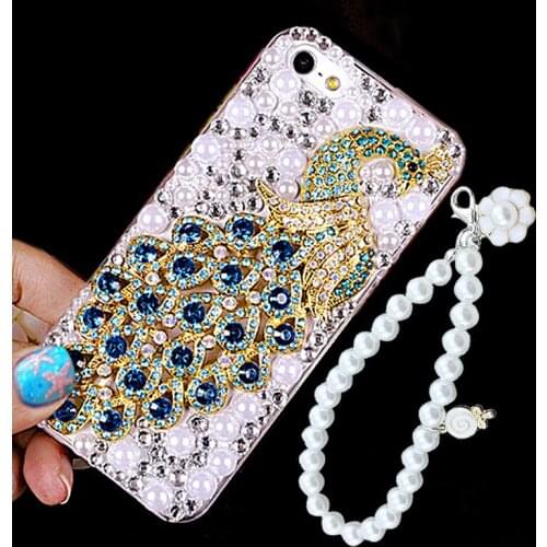 Retro Funda case peacock for iPhone XS 11 12 Mini PRO Max Xr X 8 7 6s 6 Plus Phone pearl for iPhone SE 5 s 2020 diamond Cover