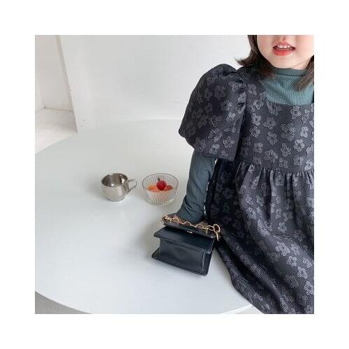 Kids Dresses for Girls 2020 New Koream Style Baby Girl Floral Print Princess Dress Female Baby Short Sleeve Square Collar Dress