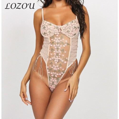 Exotic Apparel Sets Women Sexy Lingerie Erotic Corset Lace Nightwear One-piece Pajamas Womens Pure Color Top Bra Thong Halter