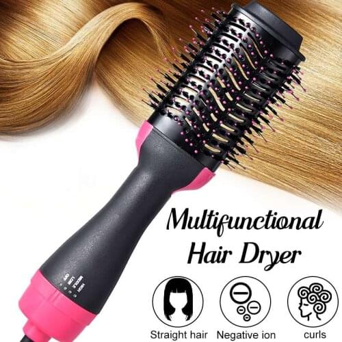 Hair Dryer And Volumizer Hot Air Brush Negative Ion Dryer Straight&Curls Styling Salon Electric Hairdryer Brush