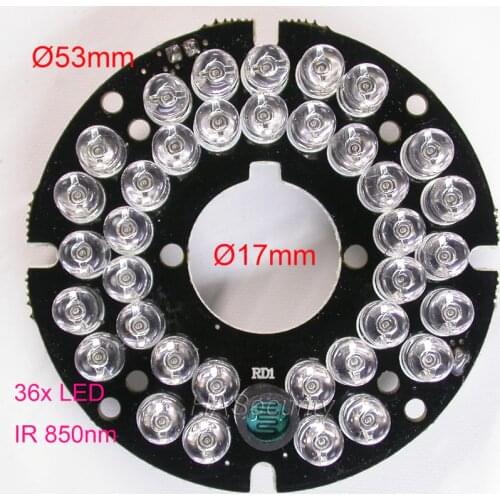 Infrared 850nm , 36x (5mm bulb) IR LED board for CCTV cameras night vision (diameter outer : 53mm / inner : 17mm)