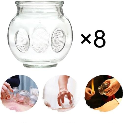 8pcs Chinese Acupoint Glass Cupping Therapy Set Jars Fire Glass Cupping Set Anti-Cellulite Suction Cups For Body Massager