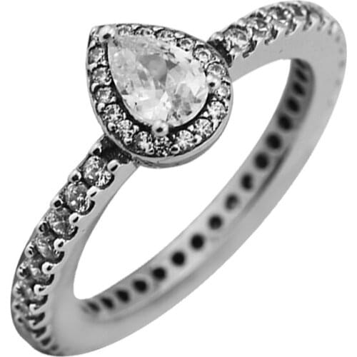 Ring SMALL Radiant Teardrop Silver Rings With CZ For Women Men Anel Feminino 100% 925 Jewelry Sterling Silver Anillos Wedding
