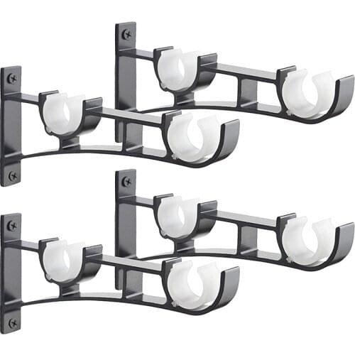 Double Curtain Rod Holders Set, Curtain Rod Brackets, Tap Right Into Window Frame Curtain Rod Hang Curtain Brackets for Window B