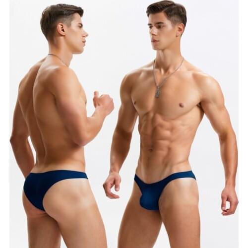 New navy blue sexy tight low waist men swimwear gay swim briefs bikini swimsuits men bathing suits different penis pouch size