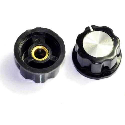 Wholesale and retail 50pc 27mm Pedal Top skirted black knob Guitar tube Amp JAZZ BASS audio DIY parts free shipping