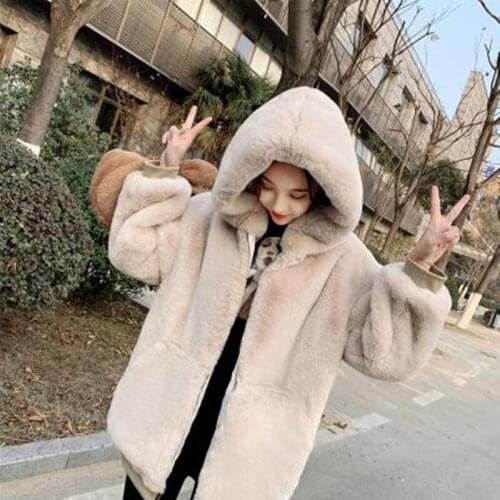 Herstory Winter Thick Warm Womens Artificial Fur Coat Hooded Faux Female High Imitation Fox Fur Jacket Long Coat пальто женское