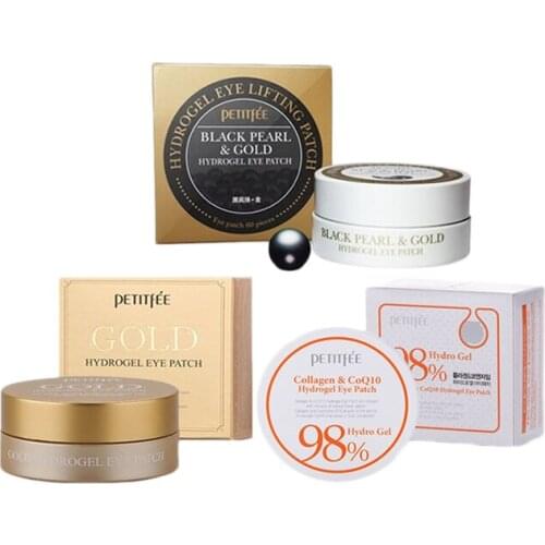 PETITFEE Eye Patch 3pcs ( Black Pearl Gold + Gold Hydrogel + Collagen Co Q10 Hydrogel ) Eye Mask Face Care Anti Wrinkle Moisture