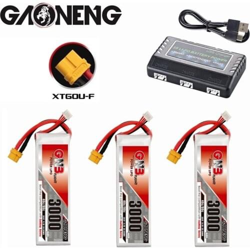 Rechargeable battery GNB 3000mAh 11.1V 3S 40C/80C With XT60 Plug+charger For RC Helicopter Quadcopter FPV Racing Drone Parts