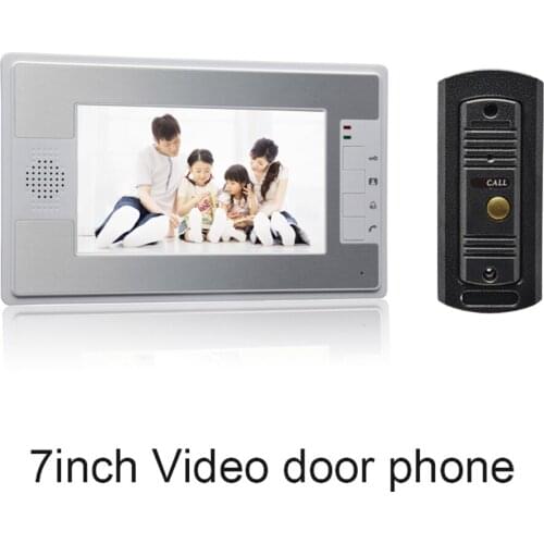 Wired video door phone 7 inch lcd color display night vision camera talk back intercom doorbell unlock