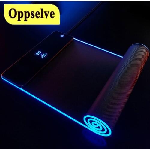 RGB Luminous Mouse Pad LED Light Gaming Mouse Pad Keyboard Non-Slip Base PC Game Mouse Mats With 10W Wireless Charger for iPhone