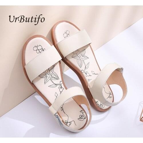 Urbutifo 2019 Summer Sandals Women Peep-Toe Sandalias Woman Mature Casual Shoes Ladies Hook & Loop Roman Sandals Zapatos Mujer