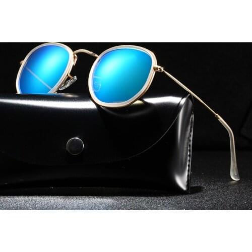Retro Round Polarized Sunglasses Men Metal Frame Brand Designer Polaroid Shade Glasses Women Black Lens Driving Eyewear UV400