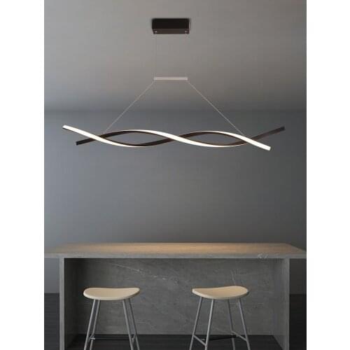 Modern Pendant LED Chandelier for Office Dining Room Kitchen Aluminum Wave Luster Black White Chandelier Lighting Fixtures