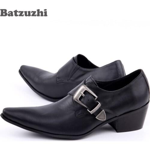 Batzuzhi 6.5cm Leather Shoes Men Height Inceased Men Shoes Black Genuine Leather Business Formal Dress Shoes Zapatos Hombre