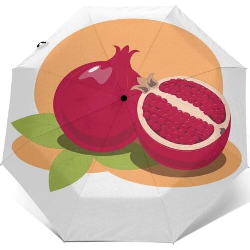 Wind Resistant Folding Automatic Umbrella Women Auto Pomegranates Windproof Umbrellas Rain For Men Parasol