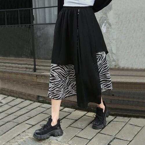 210821 Fashion Patchwork Women Skirt 2021 Autumn New Arrival Asymmetrical Street Style All-match Casual A-line Skirts