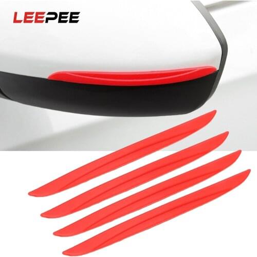 LEEPEE 4PCS/Set Car Door Edge Protector Rearview Mirror Protection Sticker Scrape Guard Bumper Guards Anti-scratch Strip Styling