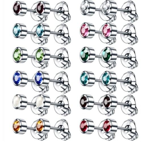 New Arrival Punk Stainless Steel 11Colors Stud Earring Helix Crystal Ear Stud for Women Piercings Fashion Jewelry wholesale