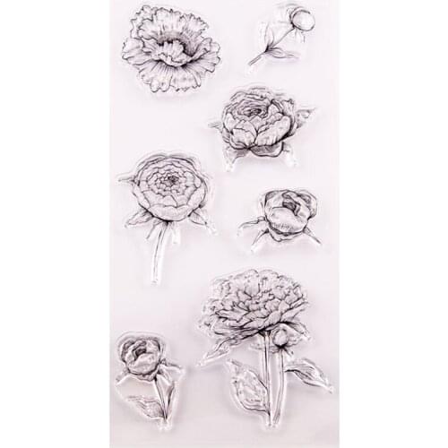 1pc Camellia Transparent Clear Silicone Stamp Seal DIY Scrapbooking Rubber Stamping Coloring Embossing Diary Decoration Reusable
