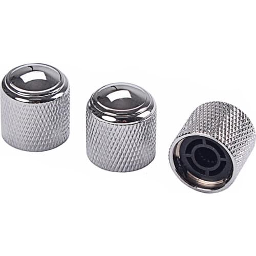 3 Pcs Electric Guitar And Bass Tone And Volume Meatl Electronic Control Knobs Cap