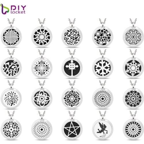 30mm Stainless Steel Essential Oil Diffuser Jewelry Mix Style Aromatherapy Necklace Diffuser Pendant Wholesale AA141-160-L60