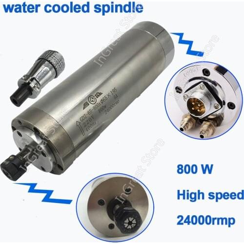 0.8KW 800W Water Cooled Spindle Motor 24000RPM 65MM ER11 4 Bearings 3PH 220V AC Engraving Carving Router Woodworking Changsheng