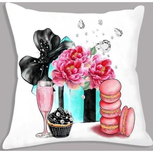 Velvet White Cushion Audrey Hepburn Fashion Book Paris Perfume Print Back Cushion Throw Pillow for Sofa Decorative Cushion