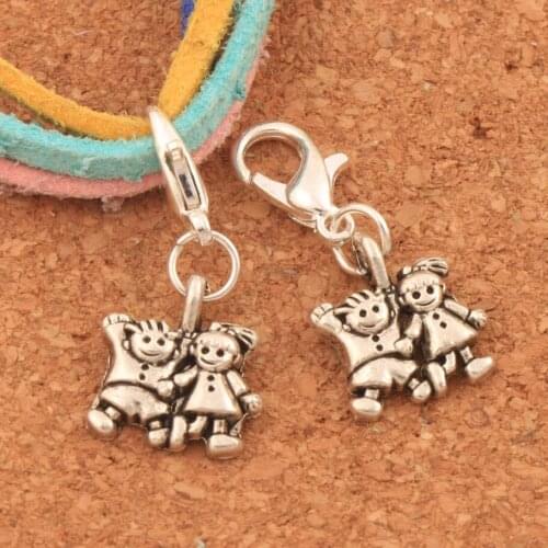 Boy And Girl Charm Beads 26PCS Zinc Alloy Floating Lobster Claw Clasp Charm Beads C1140