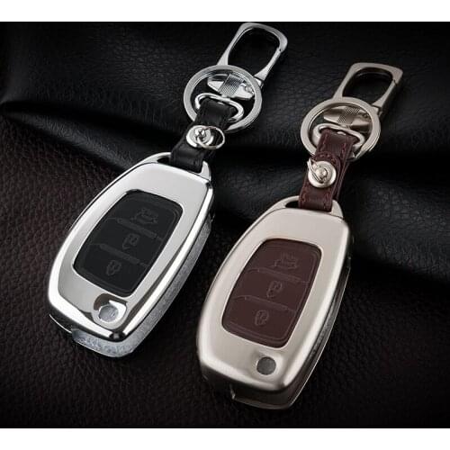 Car Key Cover Case Zinc Alloy/leather 3 Buttons For HYUNDAI TUCSON IX35 SOLARIS i25 i30 MISTRA Key Cover Car Accessories