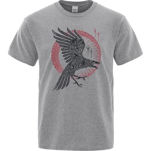 2019 Summer Casual t shirt Viking legend Ragnars raven Short Sleeve Mens T-shirt Hip Hop Streetwear 100% Cotton Men Tops Tees