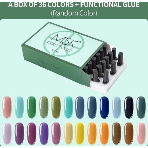 Msk Color Lead 36 Colors(Random) Soak Off UV Gel Nail Gel Polish Nail Art Manicure Nails Gel Polish Nail Set with Base Top Matte