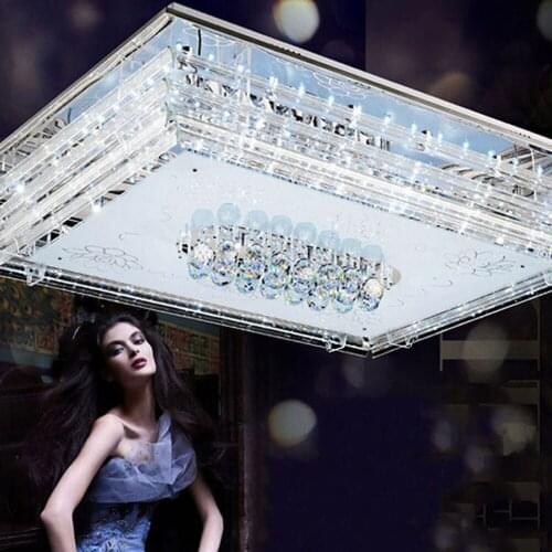 Crystal lamp rectangular living room lights modern led crystal ceiling lamps color change simple bedroom bedroom lighting
