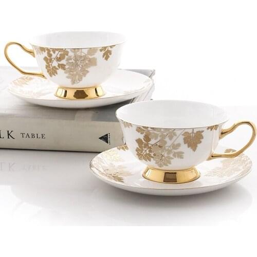 Bone China Cup Ceramic Luxury Afternoon Tea Turkish Eco Friendly European Style Coffee Cup Set Office Tazas De Cafe Drinkware 50