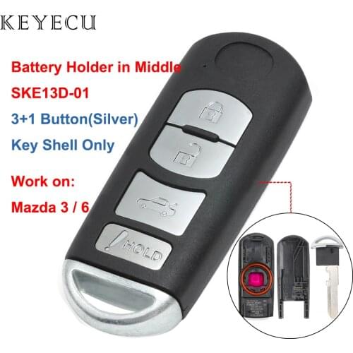 Keyecu Remote Key Shell Case Cover 4 Buttons & Emergency Key for Mazda 3 6 2014 2015 2016 2017 2018 SKE13D-01 FCC: WAZSKE13D01