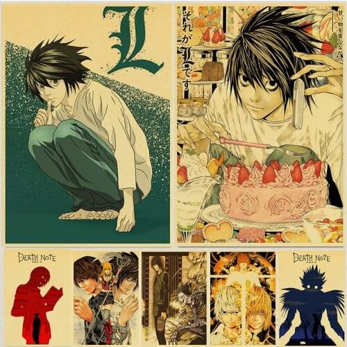 Classic Anime Vintage Poster Animation Character Note of Death Kraft Paper Sticker DIY Viewing Room Decor Gift Art Wall Painting