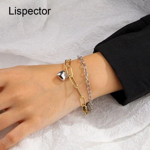 Lispector 925 Sterling Silver Double Layers Chain Bracelets Sets for Women Love Heart Charm Bracelet Bangle Female Jewelry Gifts