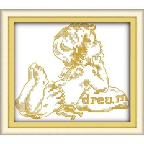 The little angel cross stitch kit cartoon cute baby 14ct 11ct fabric canvas stitching embroidery DIY handmade needlework plus