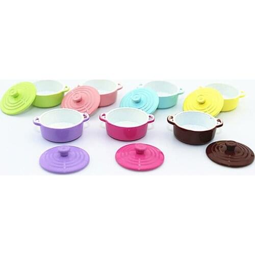 1/12 Dollhouse Miniature Accessories Mini Alloy Soup Pot with Food Simulation Kitchenwares Model Toys for Doll House Decora