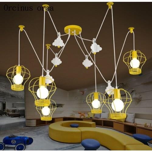 Cartoon creation football chandelier boy bedroom childrens room lamp personality decoration protection eye LED chandelier