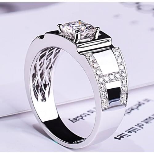 Unique Luxury H Letter Ring Setting Sterling Silver 925 Men Exquisite Engagement Wedding Party Eye-catching Amazing Gift Jewelry