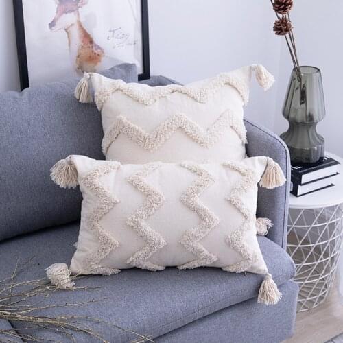 Boho Style Cushion Cover Plush With Tassels Cute Circle Moroccan Style Pillow Case Macrame Home Sofa Decorative Drop Shippng