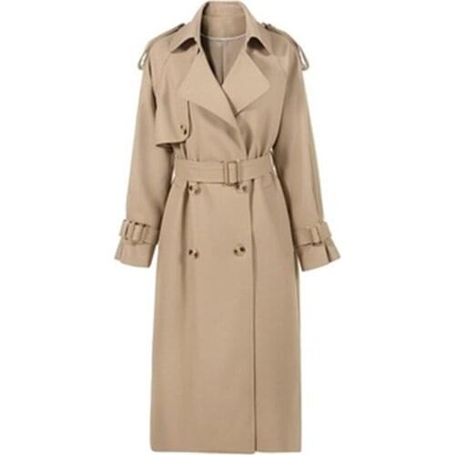 New Autumn Winter Womens Windbreaker With Belt Loose Ol Female Overcoats Khaki Quality Lady Trench Long Coats Trendy Clothing