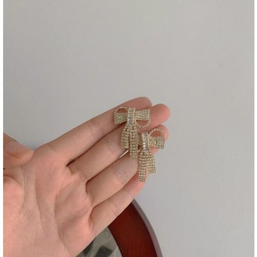 ​ZDMXJL 2021 New Fashion Womens Earrings Fine Sweet Cute Bowknot Zircon Earrings For Women Party Girl Jewelry Gifts Wholesale