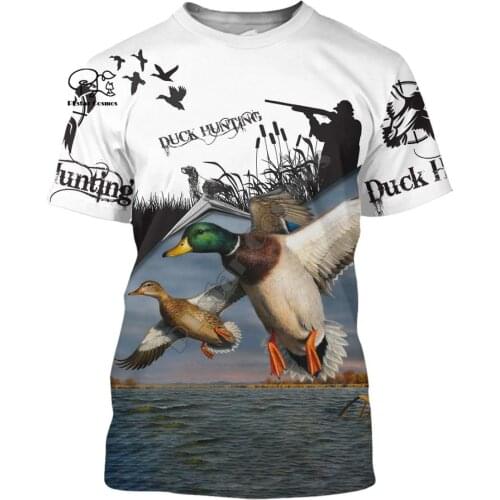 PLstar Cosmos Animal Hunter Duck Hunting Camo Dog 3D Printed women for men Summer Casual Tees Short Sleeve T-shirts style-3