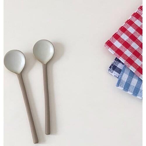 Simple Small Porcelain Spoon Столовые приборы Coarsely Pottery Coffee ложки Art Retro Yogurt Milk Mixing Ceramic Tea Spoons